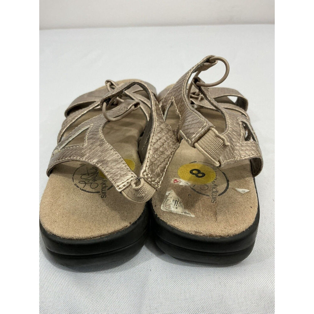 Womans Life Stride Simply Comfort Size 8 Strappy Open Toe Sling Back Gold Sandal - Picture 4 of 7
